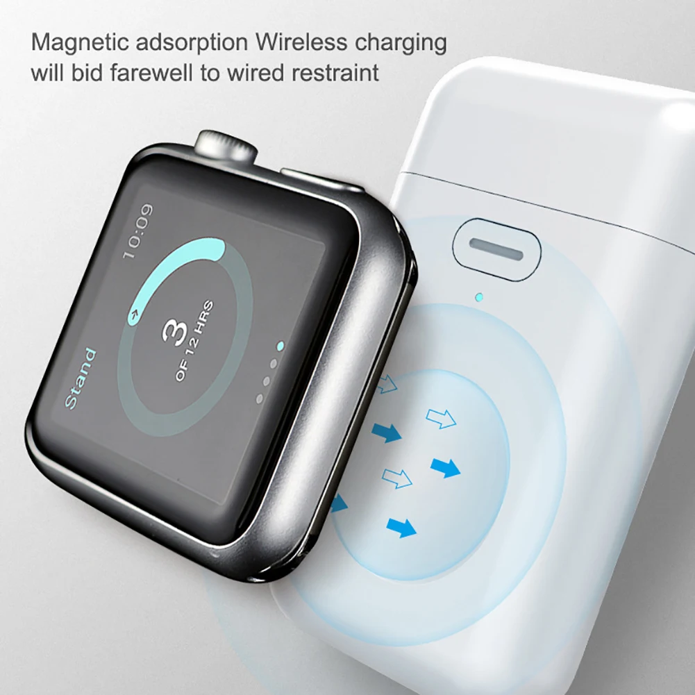 Беспроводное зарядное устройство для iWatch 1/2/4/5 1000 мАч магнитное портативное