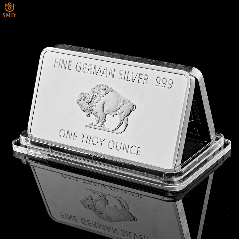 

Germany Buffalo Bar Euro Mint 1 Troy Ounce Silver Bullion Bar Replica Coins Collection Spot Seconds