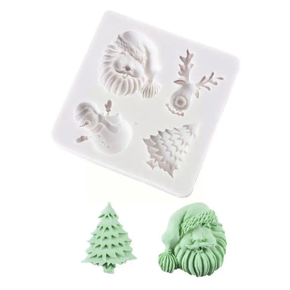 

Silicone Fondant Cake Mold Christmas Santa Claus Deer Topper Baking Made Pastry Home Mould Tree Tools Decorative Pine O7Q4