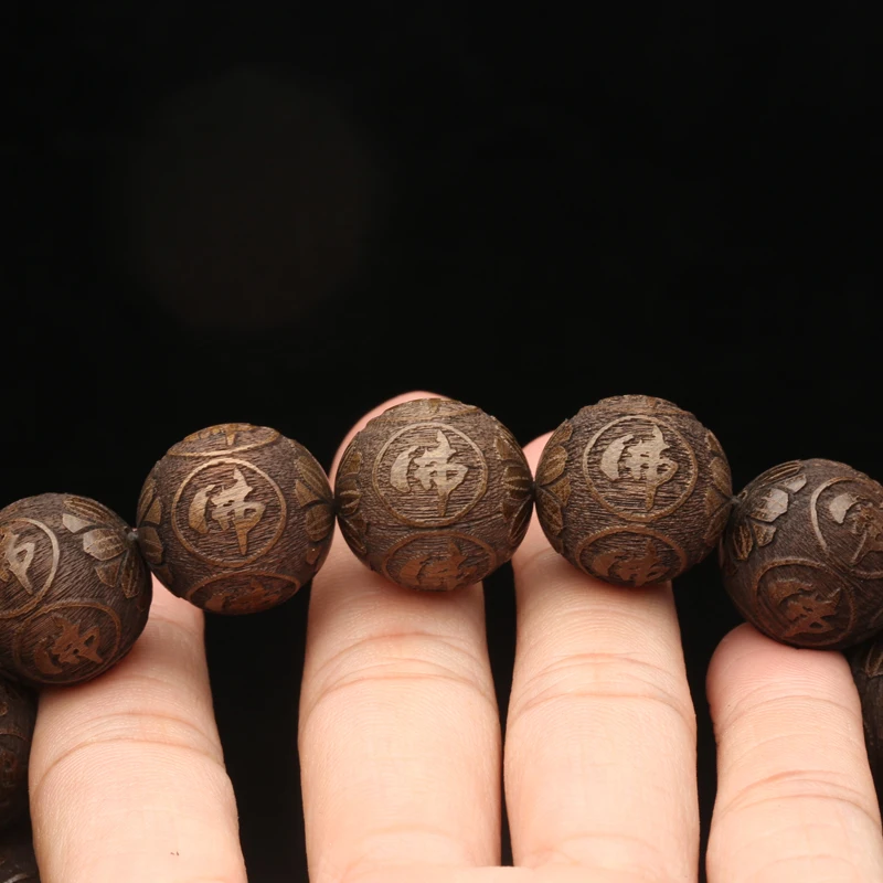 Браслет из натурального черного дерева с бусинами буддийский Розарий для