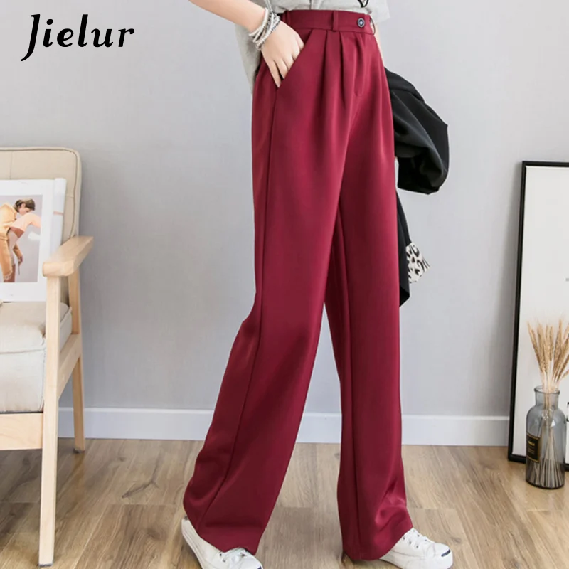 Jielur OL брюки женские 2019 новые штаны с завышенной талией XS-XXL черные красные Женские
