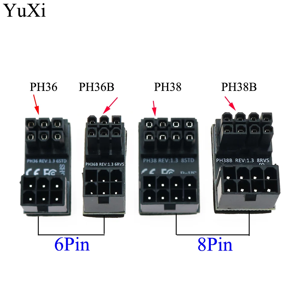 

6pin/8pin Male 180 Degree Angled to 6pin/8Pin Female Power Adapter for Desktops Graphics Card for Motherboard Mainboard Connect