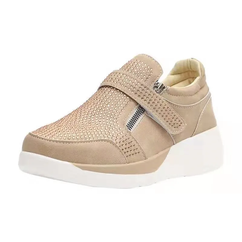 

KAMUCC Woman Wedge Sneaker Women Casual Shoes Breathable Women Non-slip PU Leather Increased Shake Shoes Sneakers Size 35-43