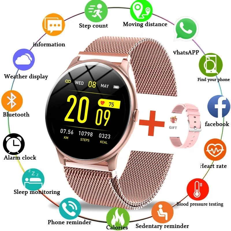 

2021 New Color Screen Smart Watch Women Men Waterproof Sport Fitness watch Heart rate blood pressure tracker For Xiaomi Huawei