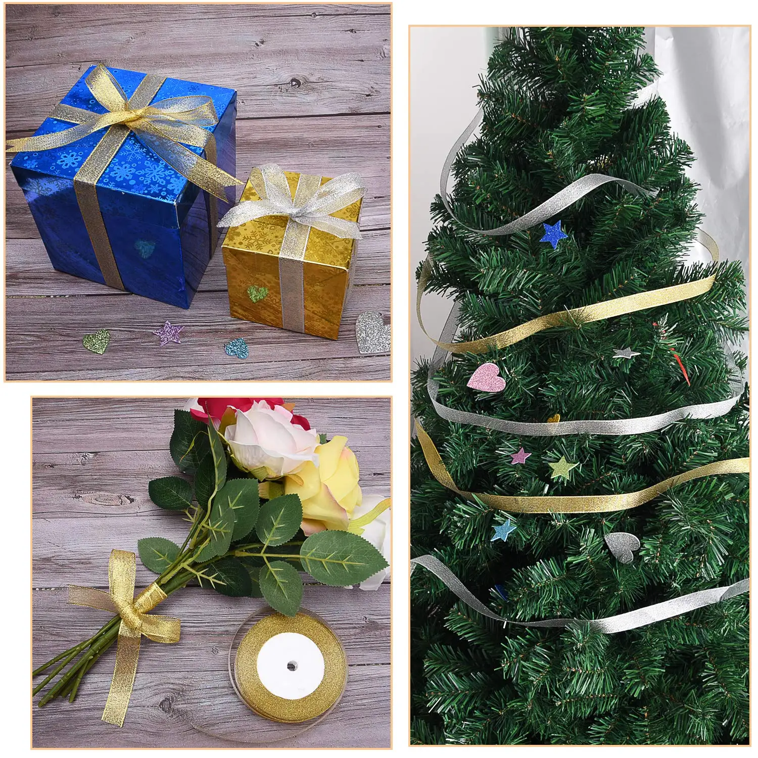 Блестящая металлическая лента из органзы 15 мм для свадебного подарка Подарочная