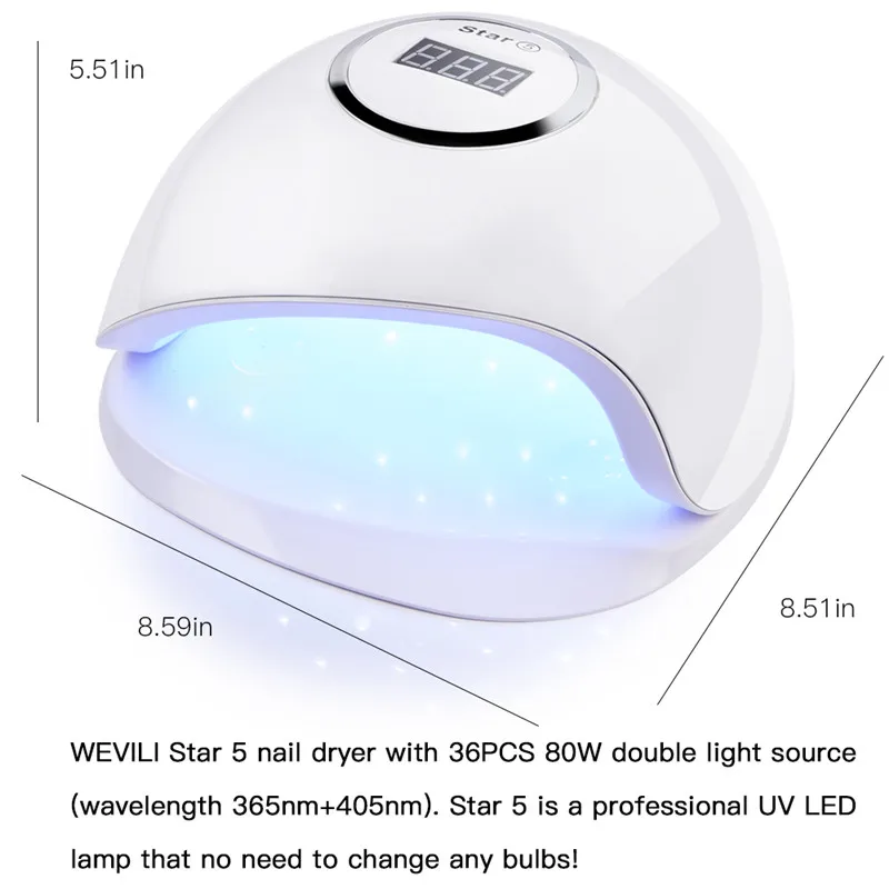 80W Intelligent Sensor 10s/30s/60s/99s Phototherapy Machine LED Nail Dryer Manicure Tool | Красота и здоровье