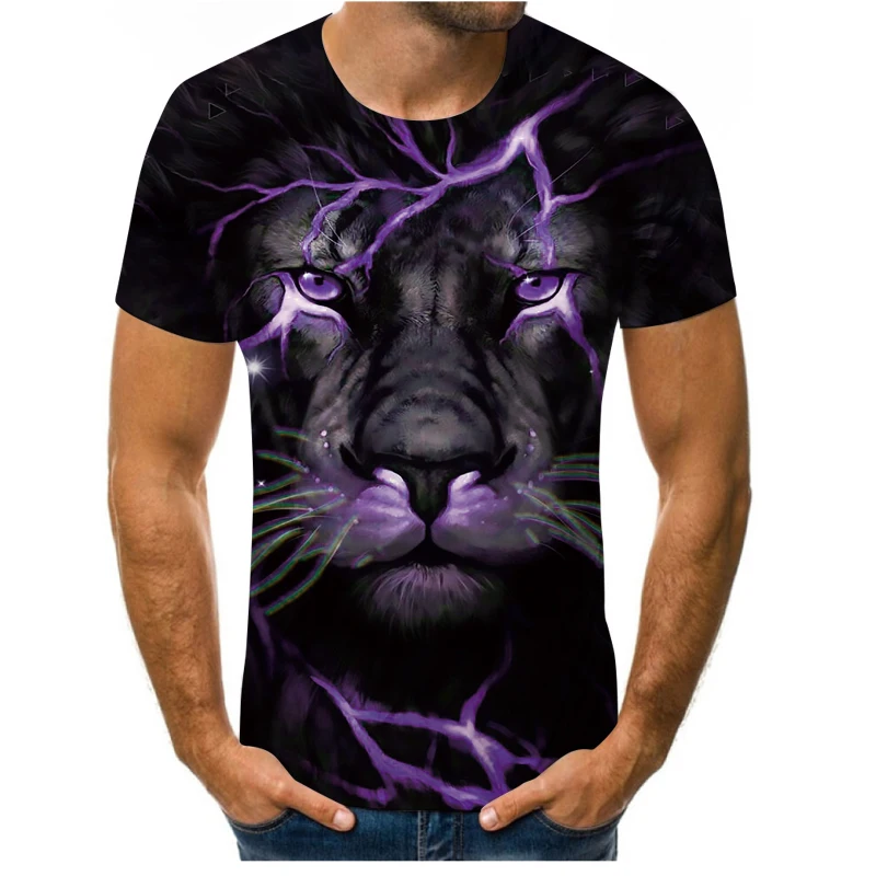 

Animal Tiger Shirt 3D Men's Short Sleeve T-shirt Cool Casual T-shirt Mechanical Printing T-shirt Big Breathable Fashion