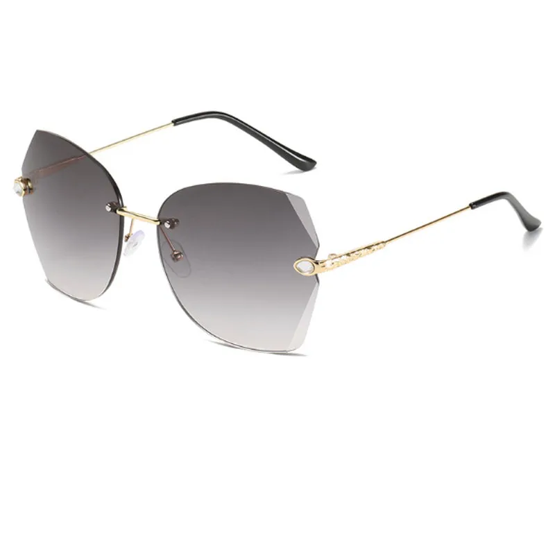 

Luxuxry Brand Rhinestone Sunglasses Women 2020 Gradient Rimless Sunglasses Ladies UV400 Glasses Shades For Women
