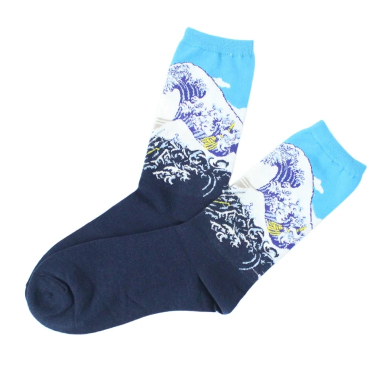 Ретро женские носки искусство знаменитая картина маслом печать мужские забавные