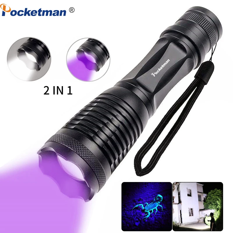 Brightest 2in1 UV Flashlight LED Linternas Torch 395nm Ultraviolet Urine Detector for camping Carpet Pet Catch Scorpions | Освещение