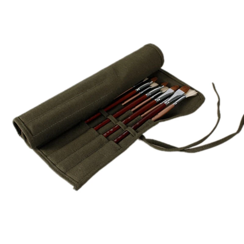 

C1FB Brush Bag Artist Watercolor Draw Pen Oil Paint Roll Up Canvas Cases Holder Pouch