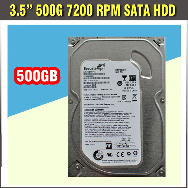 HDD 500G SATA 3.5 7200RPM SATA Hard Disk Drive for CCTV DVR or Computer PC with hight quality HDD