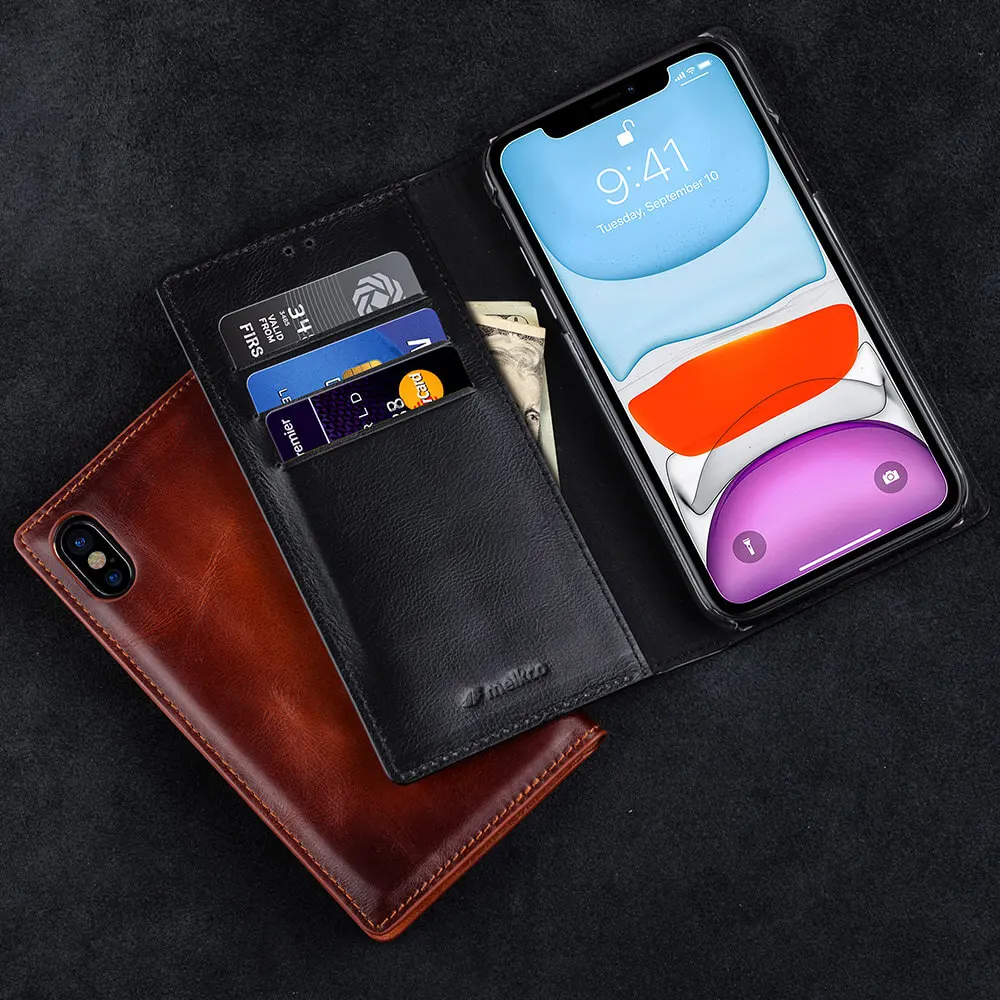 Откидной чехол из натуральной кожи для iPhone X XR XS 11 Pro Max 5 8 дюйма 6 1 | Мобильные