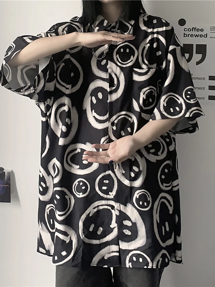 Блузка с принтом Fitshinling в готическом стиле Свободный кардиган гранж панк летняя