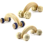 Новый массажер из натурального дерева, изогнутый круглый роликовый массажер для тела, ручки с нажимом, изогнутый круглый тонкий роликовый массажер