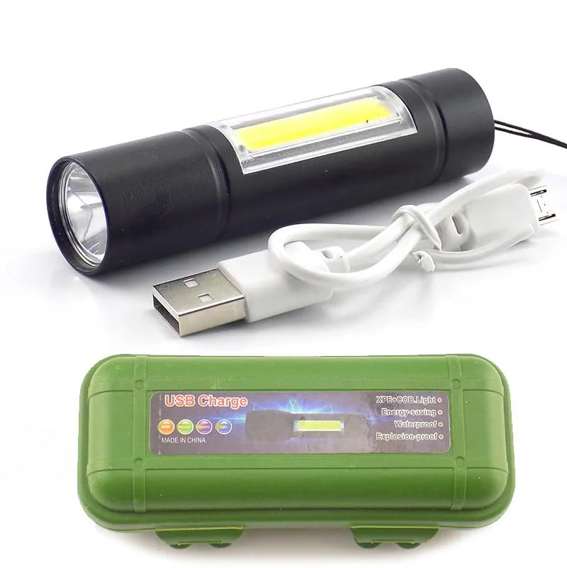 A flashlight and box Высокомощный светодиодный Q5 Фонарь USB вспышка Рабочая лампа аккумуляторная лампа lanterna наружная Ночная Кемпинг Рыбалка - Испускаемый цвет: A flashlight and box