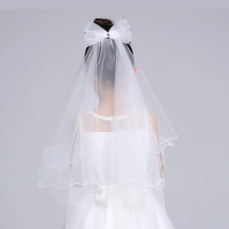 Новинка 2019 года белая вуаль цвета слоновой кости для первого причастия девочек