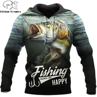 3d printed bass fishing animal hoodie harajuku sweatshirt streetwear hoodies unisex casual jacket tracksuits kj0100