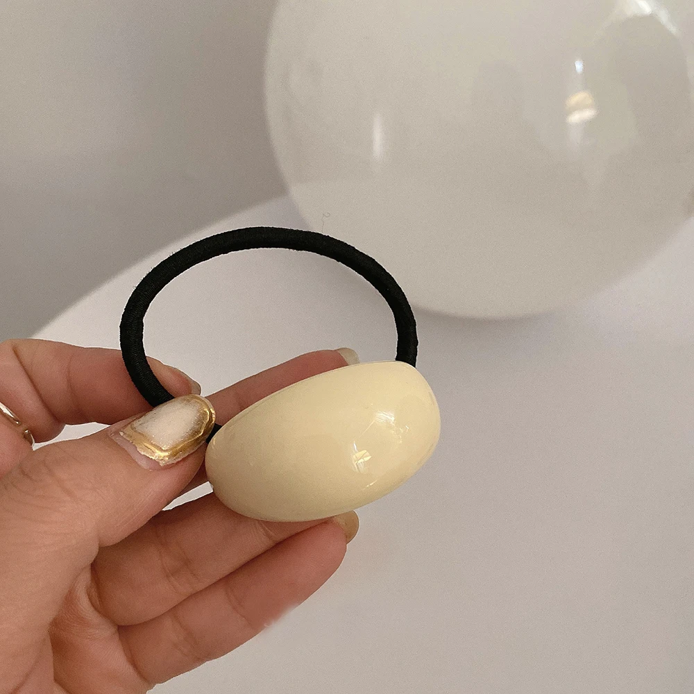

Sweet Cream Color Acrylic Elastic Hair Bands Rubber Hair Rope Women Hair Ties Round Ponytail Holder Scrunchies Accessories