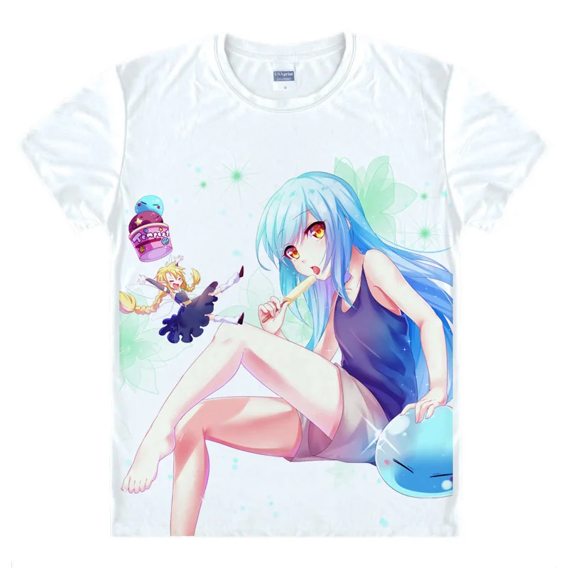 Тогда я получил перевоплотится в слизи Косплей Футболка Rimuru буря аниме летние