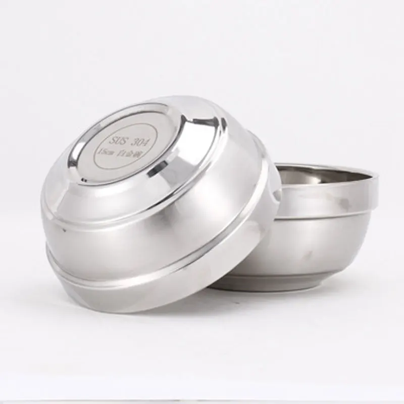 

304 stainless steel bowl with thickened double heat insulation and heat-proof bowl for canteen home adult student soup bowl