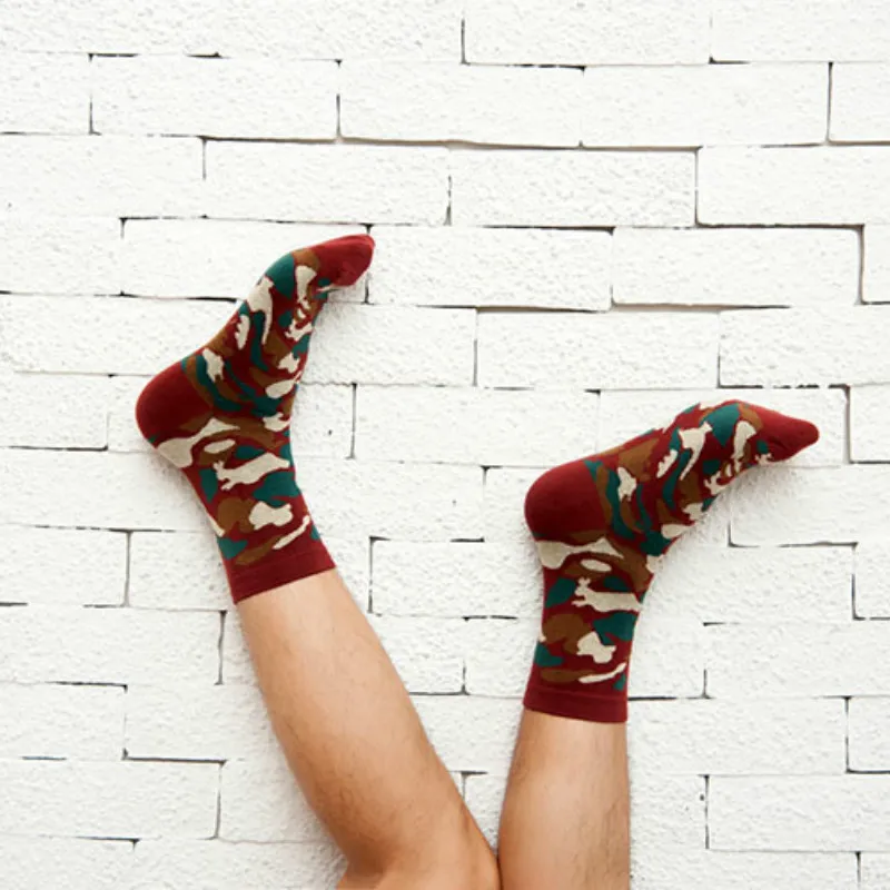 Носки мужские в стиле милитари жаккардовые камуфляжные оливковые с 3d принтом хип