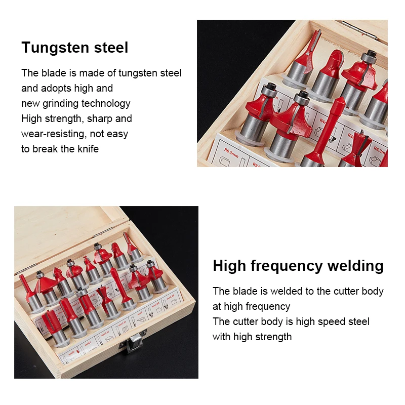 Фрезы для деревообработки PRACMANU твердосплавные насадки с хвостовиком 1/4 дюйма (8