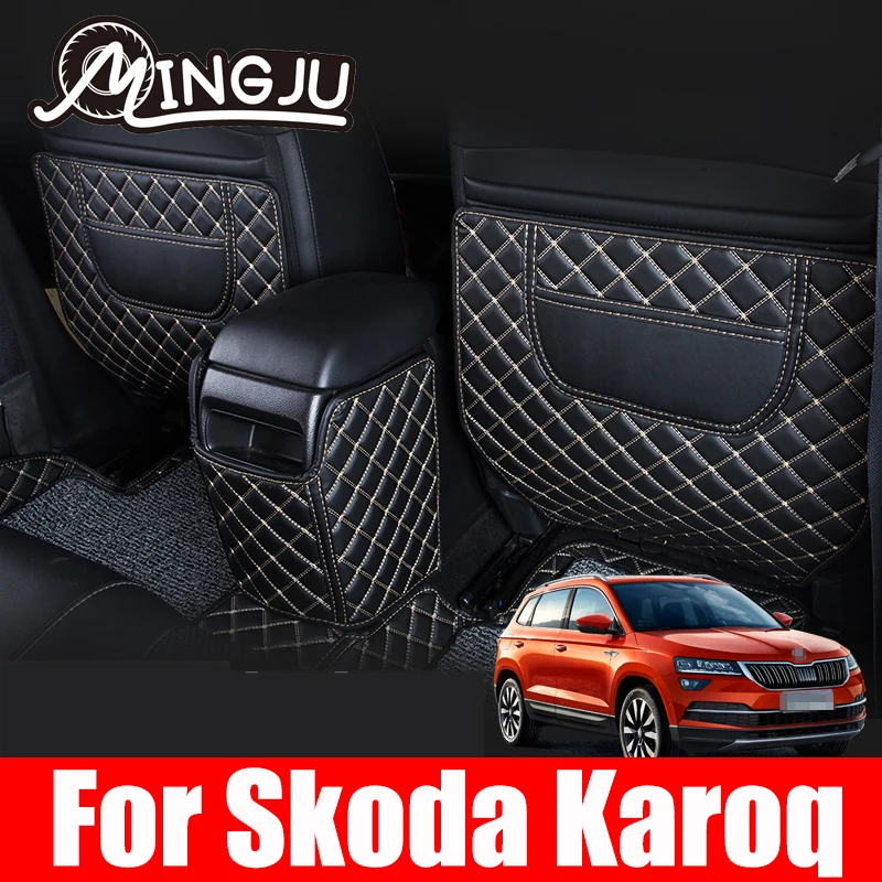 

Car Seat Kick Pad for Skoda Karoq 2018 2019 2020 2021 Seat Cover Rear Protection Interior Trim Decoration Accessories