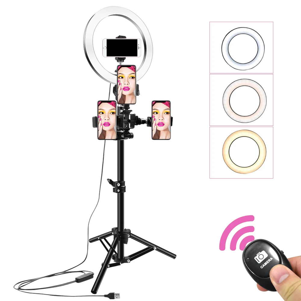 Светодиодный кольцевой светильник для селфи 26 см/10 дюймов мобильного компьютера