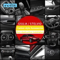 car carbon style interior modification central control gear decorative stickers for 2017 2019 alfa romeo stelvio giulia