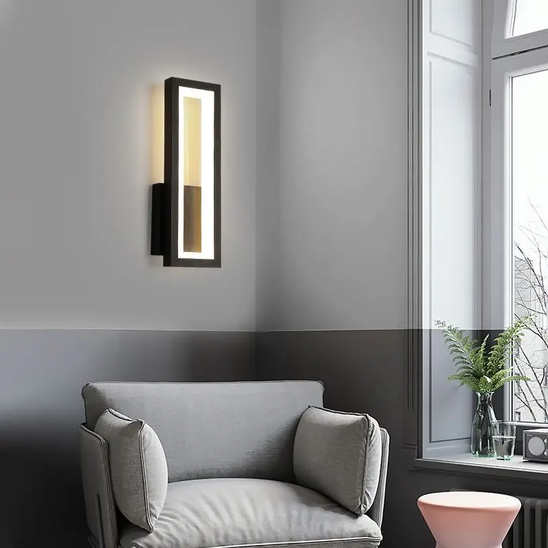 

Modern Minimalist Wall Lamps Living Room Bedroom Bedside 16W AC96V-260V LED Sconce black white Lamp Aisle Lighting decoration
