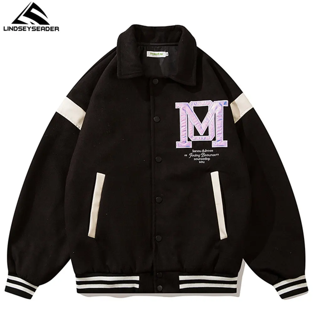 

Men's Jacket Baseball Uniform Embroidery Flocking Letters Cotton Fabric Single-breasted Harajuku Hip Hop Streetwear Coat