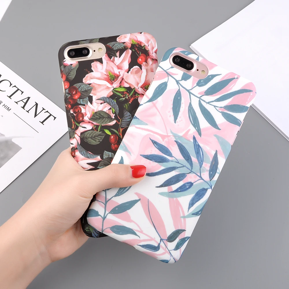 Чехол для телефона с изображением цветов и листьев для iPhone X, XS, XR, 6, 6S Plus, 7, 8 Plus, 5, 5S, SE, Тонкие Жесткие ПК-Чехлы, Мраморная Крышка для ананас черешня