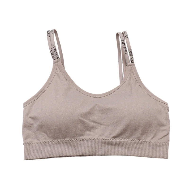 

Ladies Letter Shoulder Strap Sports Bra Ice Silk Fabric Wrapped Chest Elastic Pad Underwireless Sports Bra Women's tube top