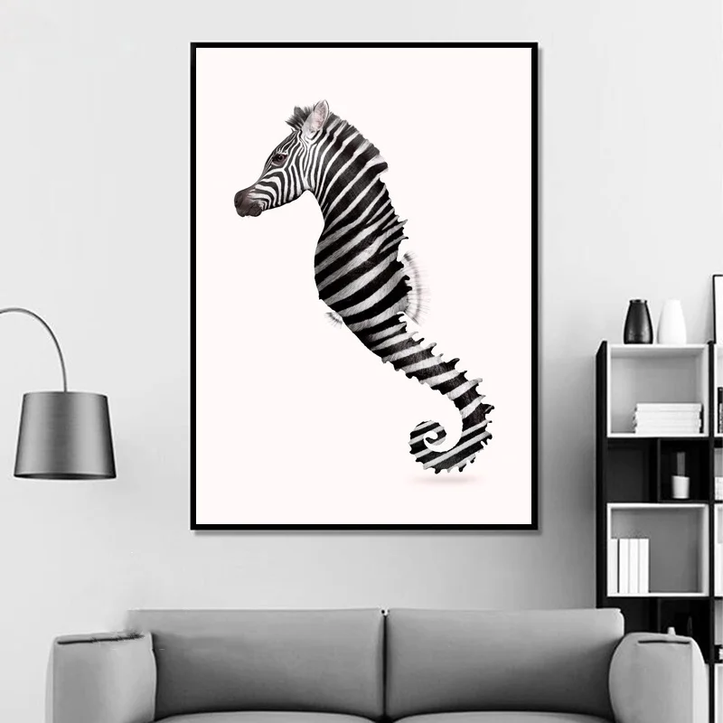 Настенная Картина на холсте морская лошадь в скандинавском стиле простой