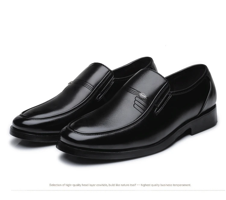 

New PU Leather Fashion Men Business Dress Loafers Round Toe Black Shoes Oxford Breathable Formal Wedding Shoes Slip-On