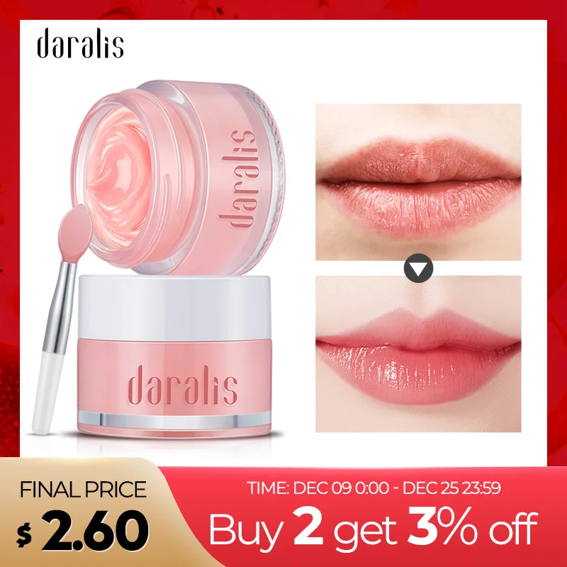Daralis, 15 г, Клубничная маска для губ, маска для сна для губ, розовый крем для губ, отшелушивающий крем для губ, увлажняющий крем для ухода за губами