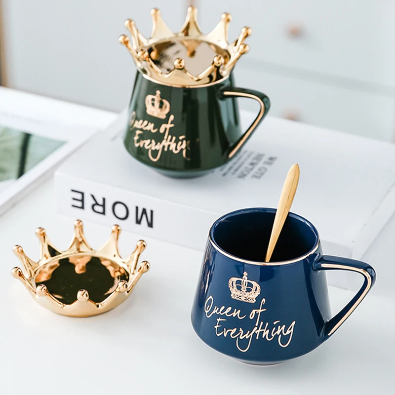 Кружка Queen of All с искусственной кожей и ложкой керамическая кофейная чашка