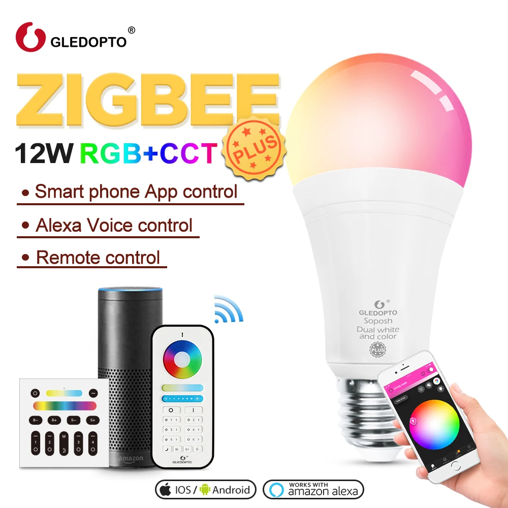 Светодиодный смарт лампа G opto белого цвета E27 12 Вт 2 упаковки Совместимость с Zigbee 3 0