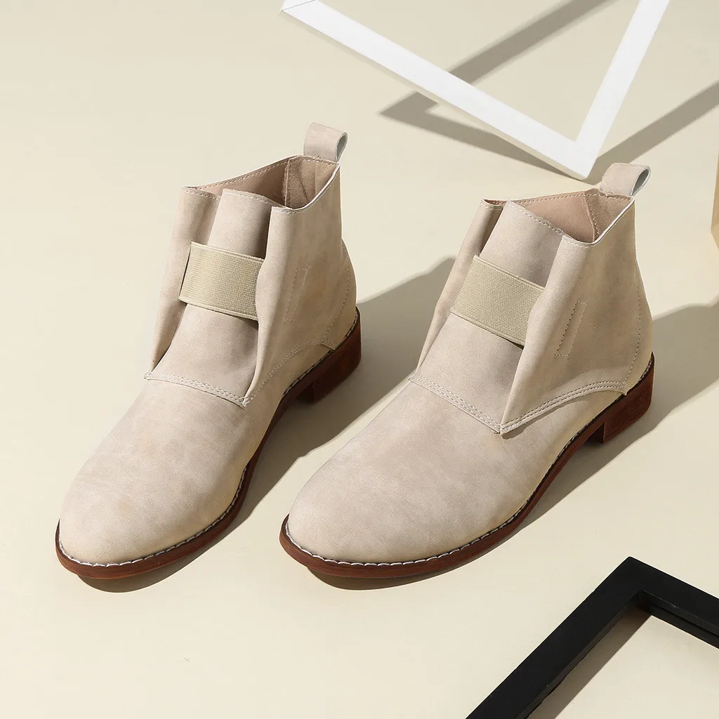 Женские модные повседневные ботинки на квадратном каблуке Короткие ботильоны