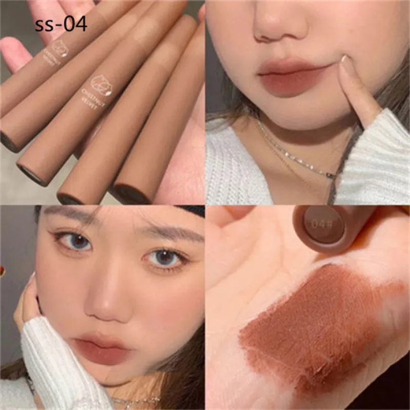 

New chestnut color lip glaze lip mud lipstick soft mist velvet cloud matte Waterproof Long Lasting matte makeup lip tools