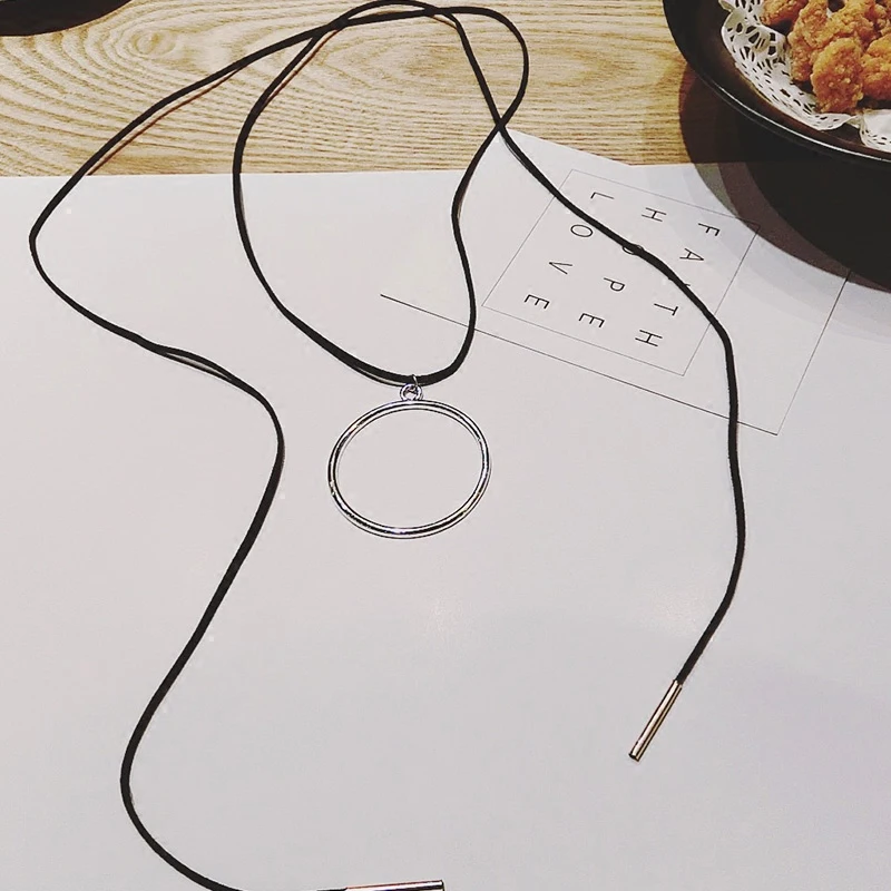 Корейский стиль модный все матч черная фланелевая ремень веревка Цепочки и