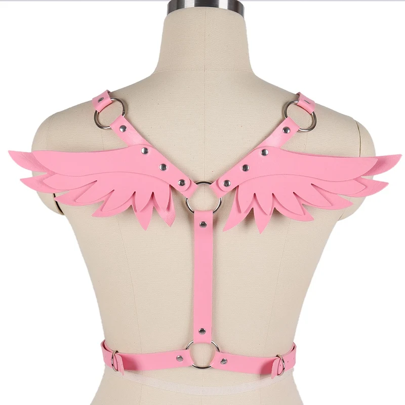 PG0522-pink Розовое крыло кожаный пояс для бюстгальтера сексуальное женское белье пастельный Готический Топ подвязки бикини вечерние размера плюс женский ремень клетка - Цвет: PG0522-pink