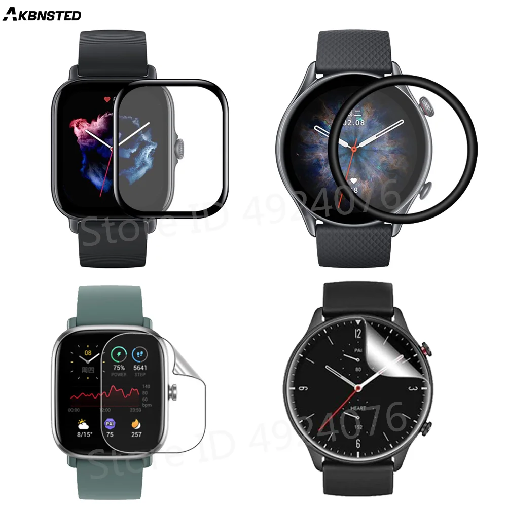 

2 шт мягкая пленка для Amazfit GTR3 GTS3 пленка 3D изогнутый край протектор экрана для GTR 3/GTS 3/GTR2 2e/GTS2 2e/Bip S/U Pro/Lite часы