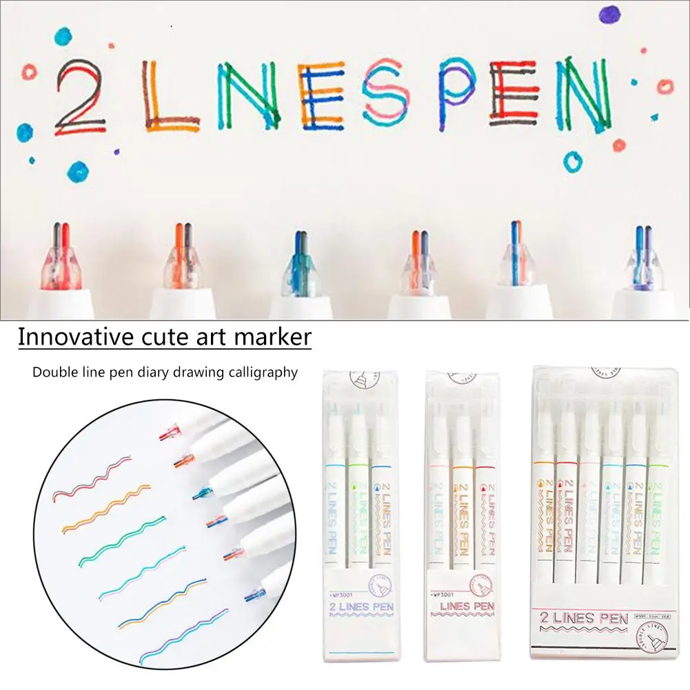 Инновационный милый художественный маркер двойная линия дневник ручка для