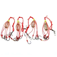 hot 4pcs explosion luminous bead fishing hook fishing lure bait trap feeder cage sharp fishing hook with stainless steel springs