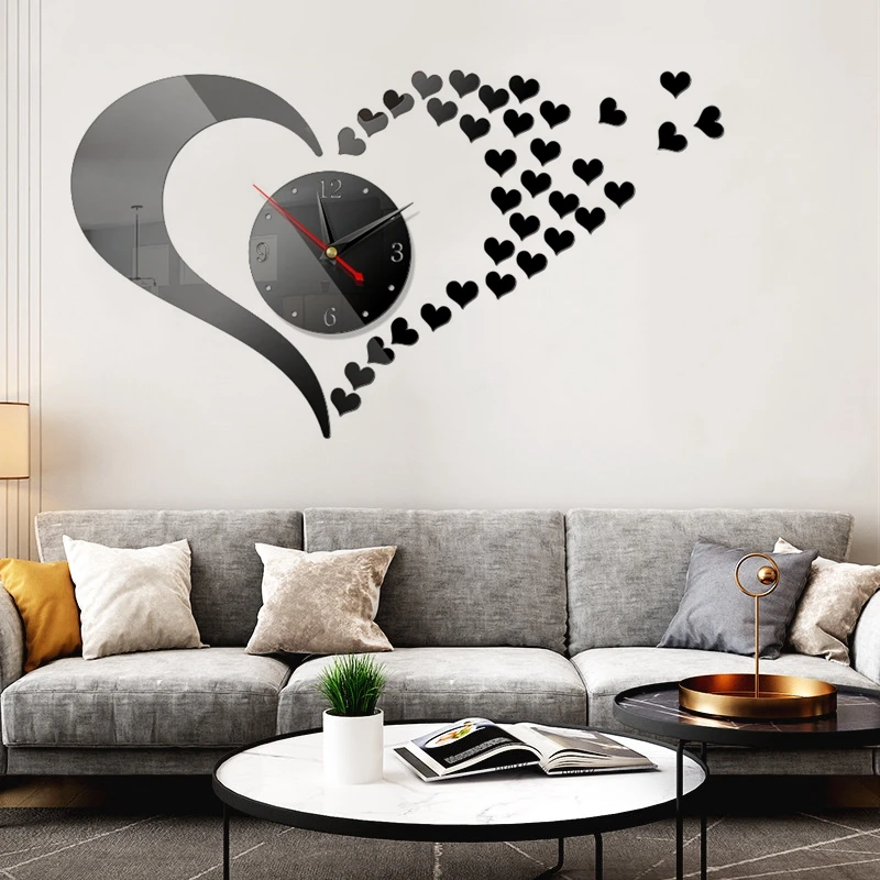 

Self Adhesive DIY Large 3D Wall Clock Quartz Needle Modren Design Acrylic Mirror Wall Stickers Home Decor Living Room Decorative