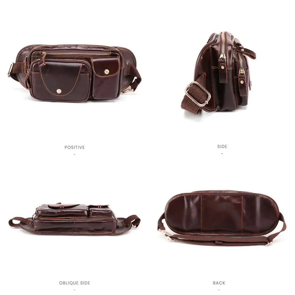 Мужская нагрудная сумка JOGUJOS из натуральной кожи сумочка слинг через плечо в