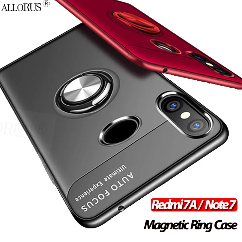 Мягкий силиконовый чехол на Redmi 7A Note 7 Магнитный с кольцо редми 7а 6A нот полный