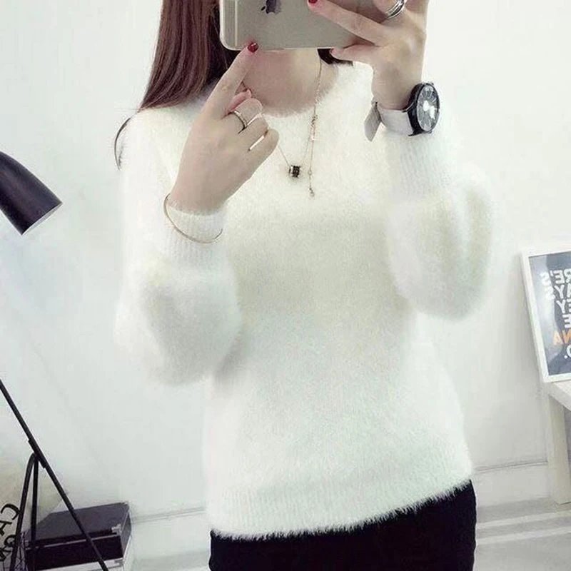 Sweater Women Pull Femme Winter Warm Sweaters Mohair Clothes 2020 Jumper Christmas Pull Fluffy Sweater Fuzzy Fur Korean Cashmere cardigan for women